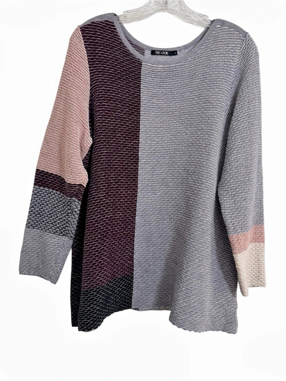 NIC+ZOE Color Block Long Sleeve Tunic Large Like New